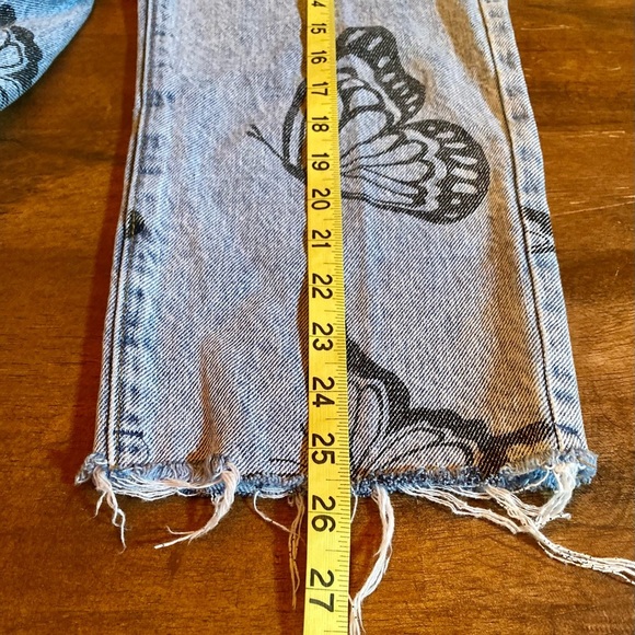 PacSun High Rise Straight Jean with butterflies raw hem twee - Picture 14 of 15
